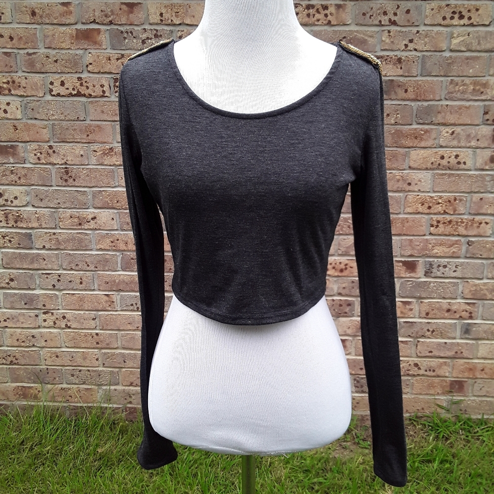 Charlotte Russe epaulets shoulder crop sweater
